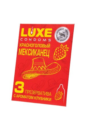 Презервативы с клубничным ароматом  Красноголовый мексиканец  - 3 шт.