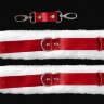 Бело-красные наручники из натуральной кожи с нежным мехом