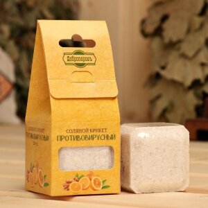 Соляной брикет-куб «Противовирусный» с ароматом лимона и имбиря - 200 гр.