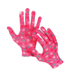Нейлоновые перчатки с ПВХ-точками «Цветы» (размер 8)