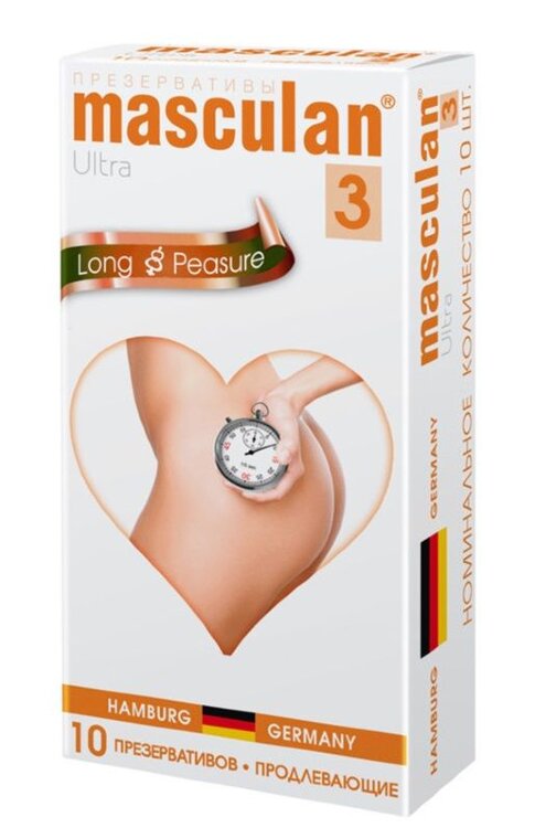 Презервативы Masculan Ultra 3 Long Pleasure с продлевающим эффектом - 10 шт.